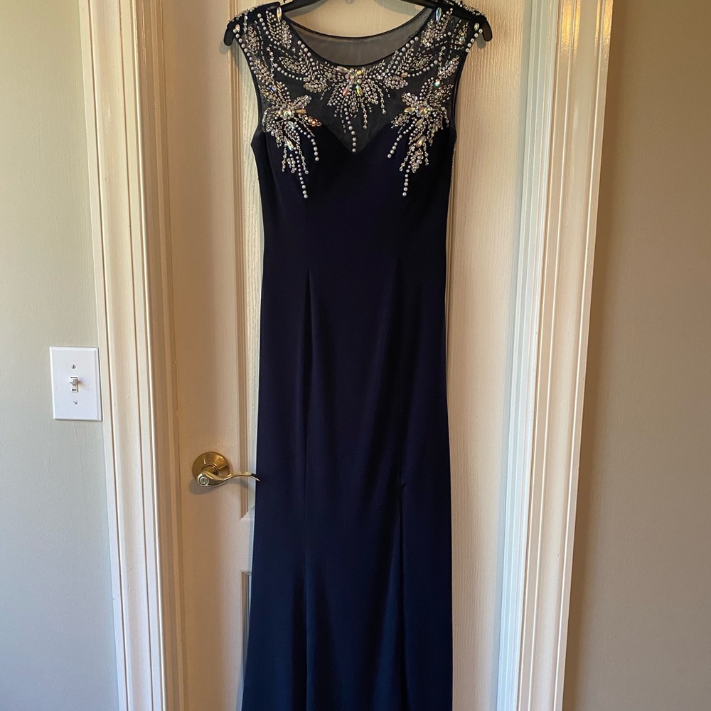 Navy Blue Jeweled Betsy & Adam dress!